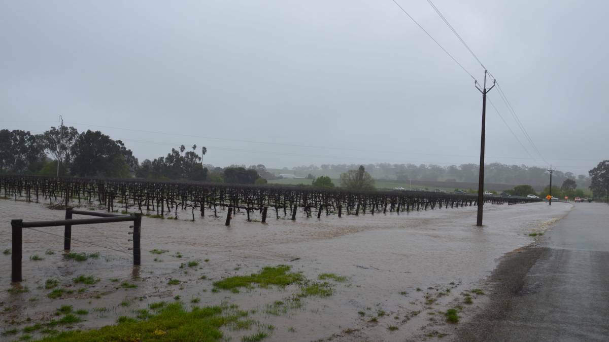 Flooding at Stanley Flat, in the Clare Valley region.