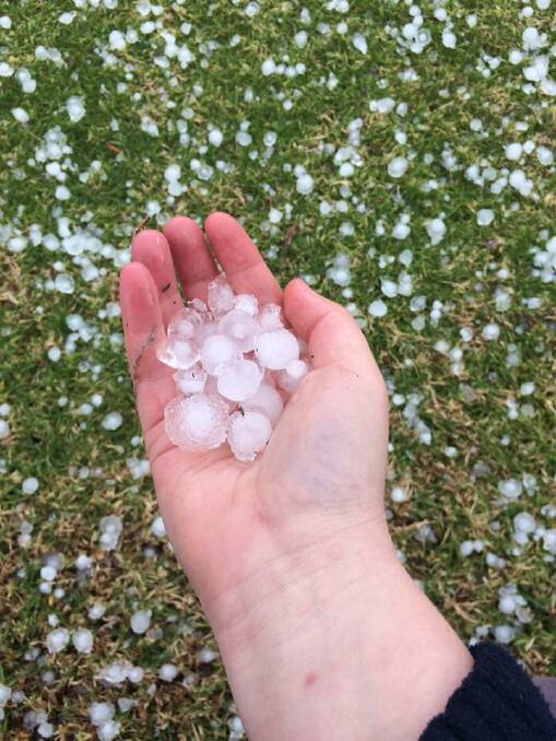 Eyre Peninsula Tribune journalist Trudi Herde-Rodda braved the weather to photograph the hail storm in Cleve.