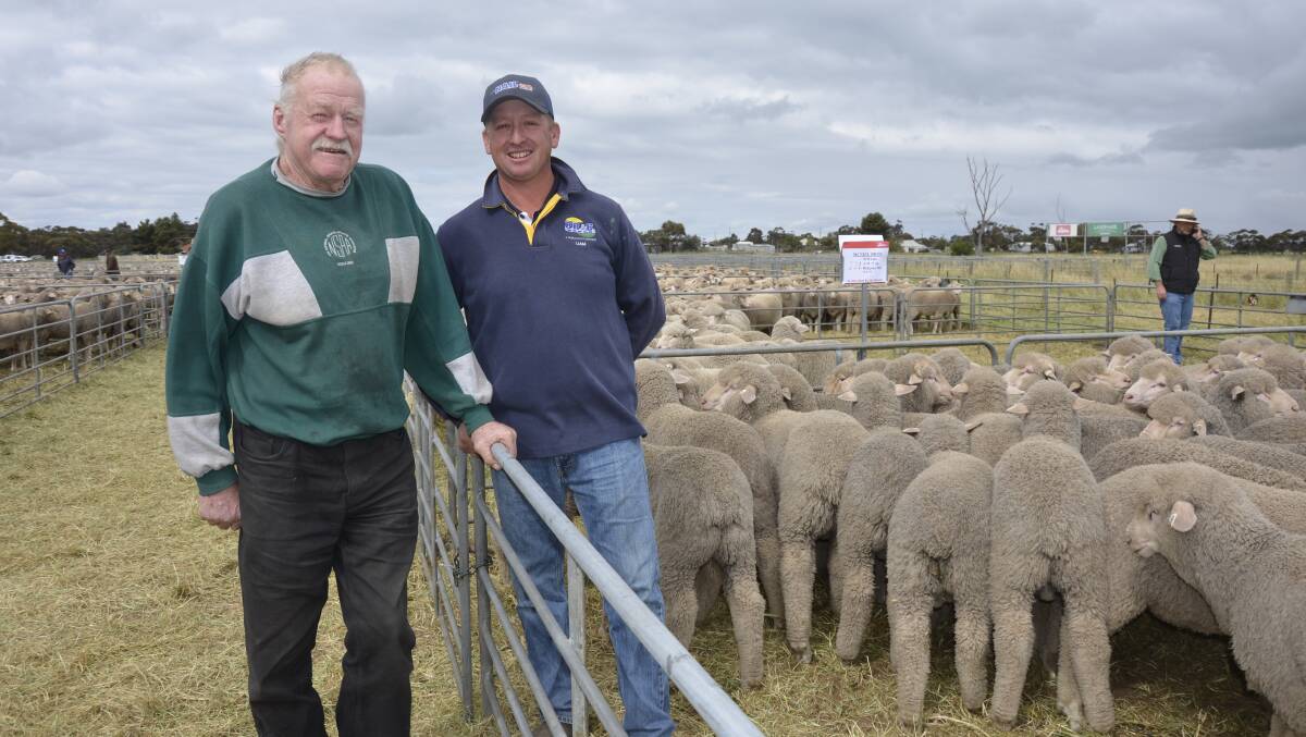 WOOLLY WETHERS: Don McNeil, Kulkami, sold this pen of 222 woolly wether lambs for $108 to BR&C Swan Hill, Vic, agent Liam Ryan.