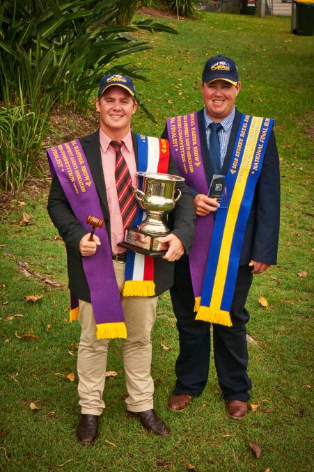 National young auctioneer competition winner Sam Gemmell and runner-up Nick Shorten.
