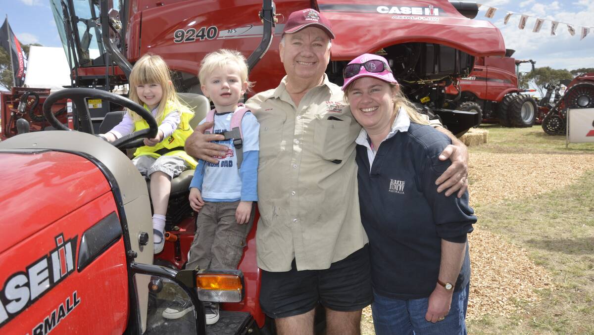 FAMILY OUTING: Rachael, 3, Benjamin, 21 months, Steven and Mel Wilson, Nuriootpa, enjoy the YP Field Days.