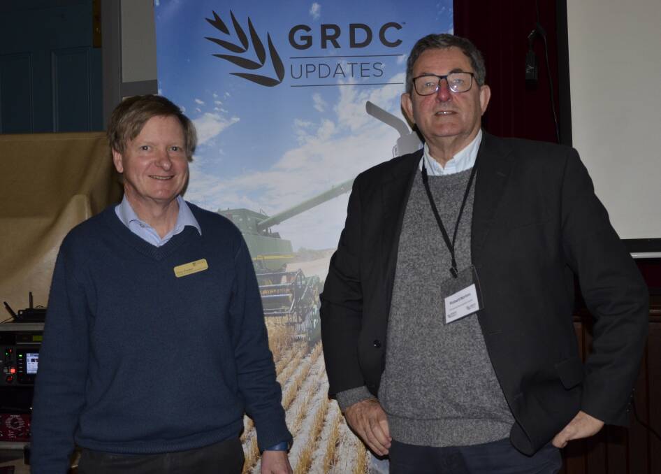 EXTENDING RESEARCH: University of Adelaide associate professor Chris Preston and International Plant Nutrition Institute regional director Rob Norton were guest speakers at a recent GRDC update at Spalding.