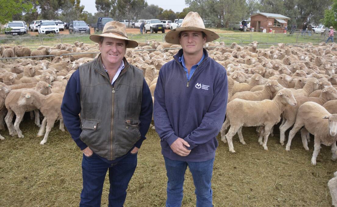 LARGEST YARDING: James Morgan and son Eddie, Mutooroo Pastoral Company, had the largest yarding.