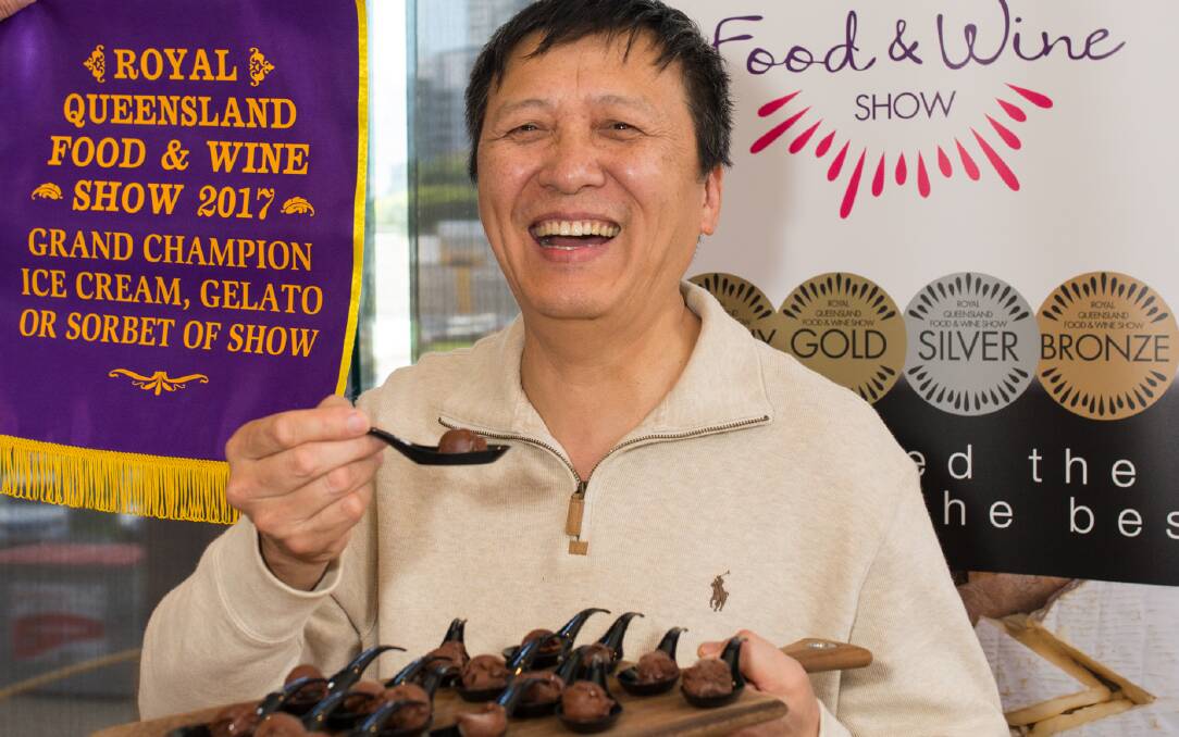 REPEAT WINNER: Yue Lin, Milani House of Gelato, Hamilton, with his award winning, grand champion dark chocolate sorbet.