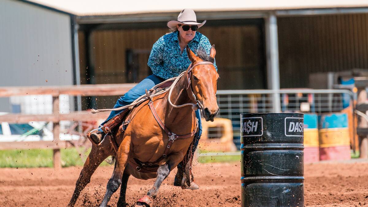 Megan and Biscuit placed second in Division 2 at an ABHA Barrel Race in Lyndoch in November 2021. Picture supplied by Kurt Walter, Fine Art Images.