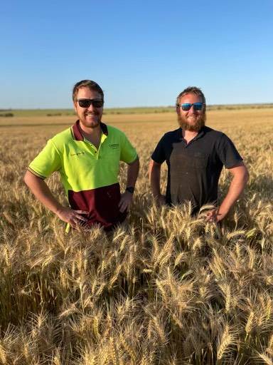 Avery Maitland (right) with cousin Reyner Wells (left) after completing their first solo season on their Korrelocking farm.