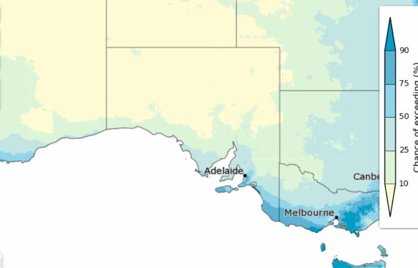 The likelihood of more than 25mm of rain in May is between 25 to 50 percent in much of the state's cropping regions. Picture BoM