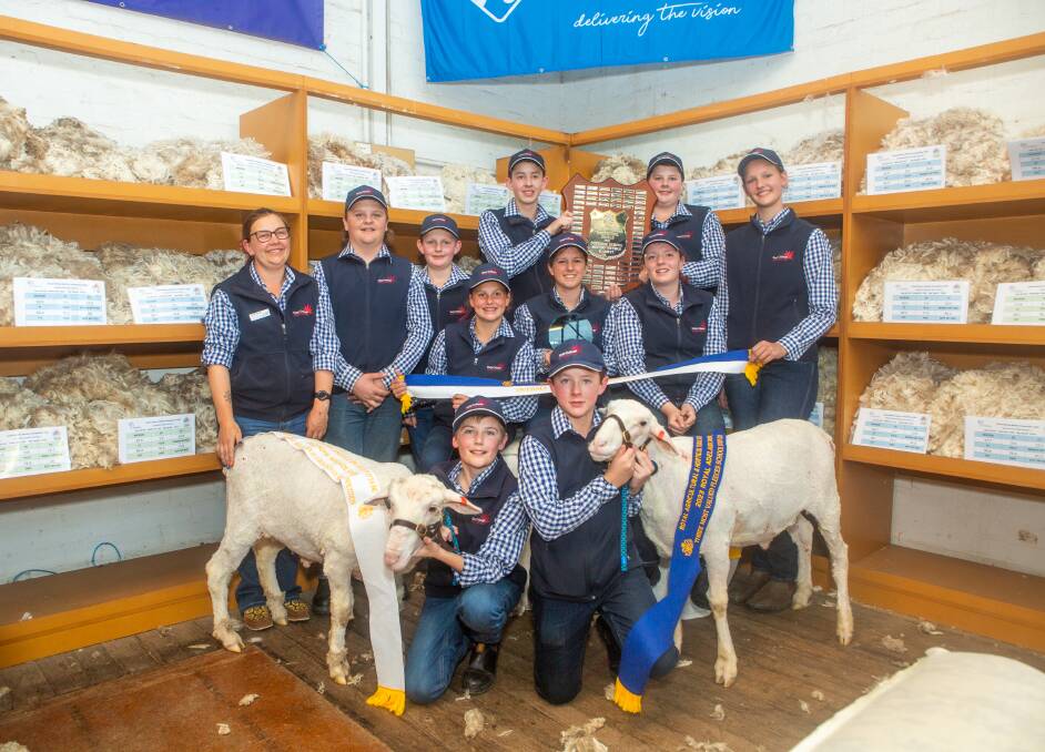 Unity College, Murray Bridge, blew their competition out of the water at the Royal Adelaide Show school wether competition, taking home supreme exhibit in addition to most valuable fleece. Picture by Jacqui Bateman