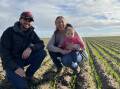 GOOD PROGRESS: Lameroo's Craig and Emma Needs, with daughter Riya, 5 months, completed their seeding program at the end of last month. 