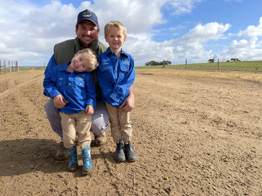 NEXT GENERATION: Robert Pocock said raising his children, Hugo and Thomas (and Ruby, not pictured), on-farm was of high importance. 