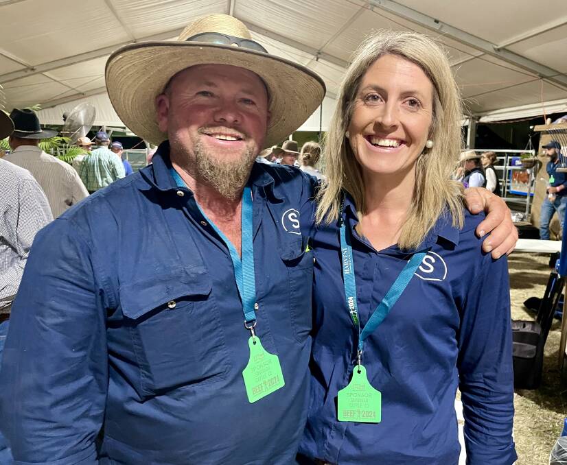 Savannah Simmentals and Simbrah Stud owners Vaughan Campagnolo and Sarah Truran after the sale. Picture: Judith Maizey