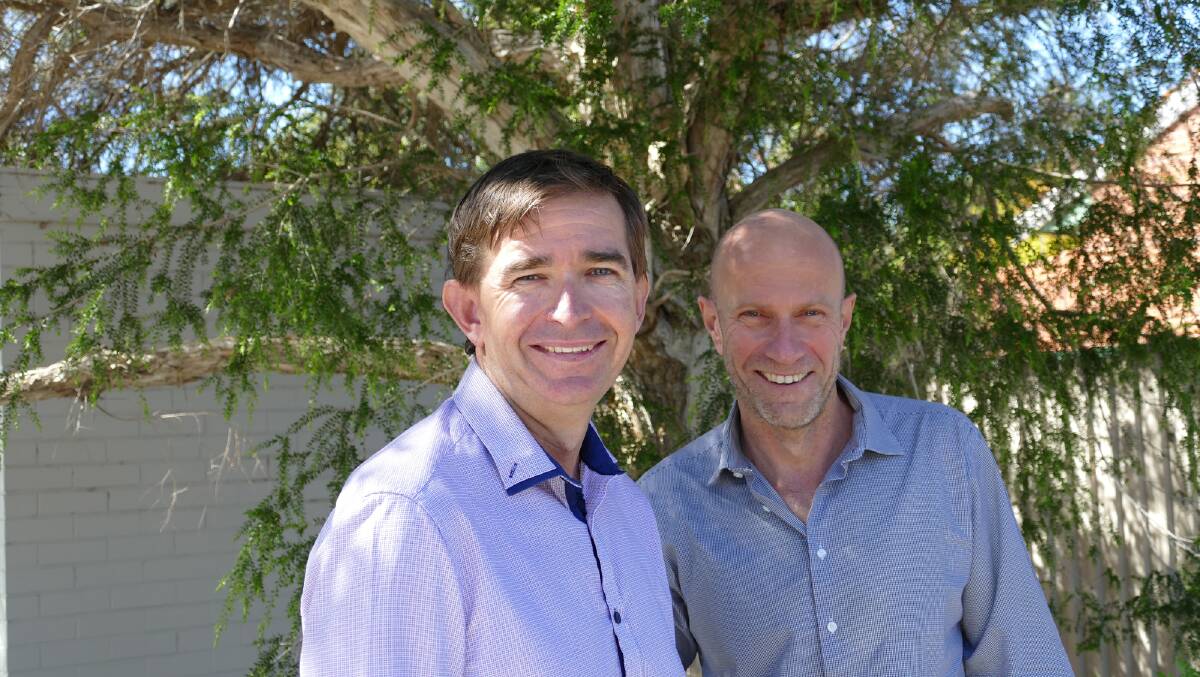 ON THEIR WAY: Laconik co-founders, managing director Dr Darren Hughes and director Wayne Pluske have raised $1.2 million in seed funding for their crop nutrition technology. 