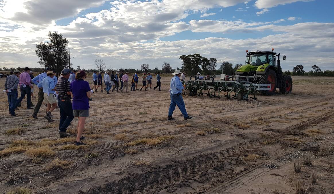 FIELD DAY: The prototype automated weed chipper, developed by the University of Sydney and University of Western Australia on display at Narrabri NSW. Photo: University of Sydney