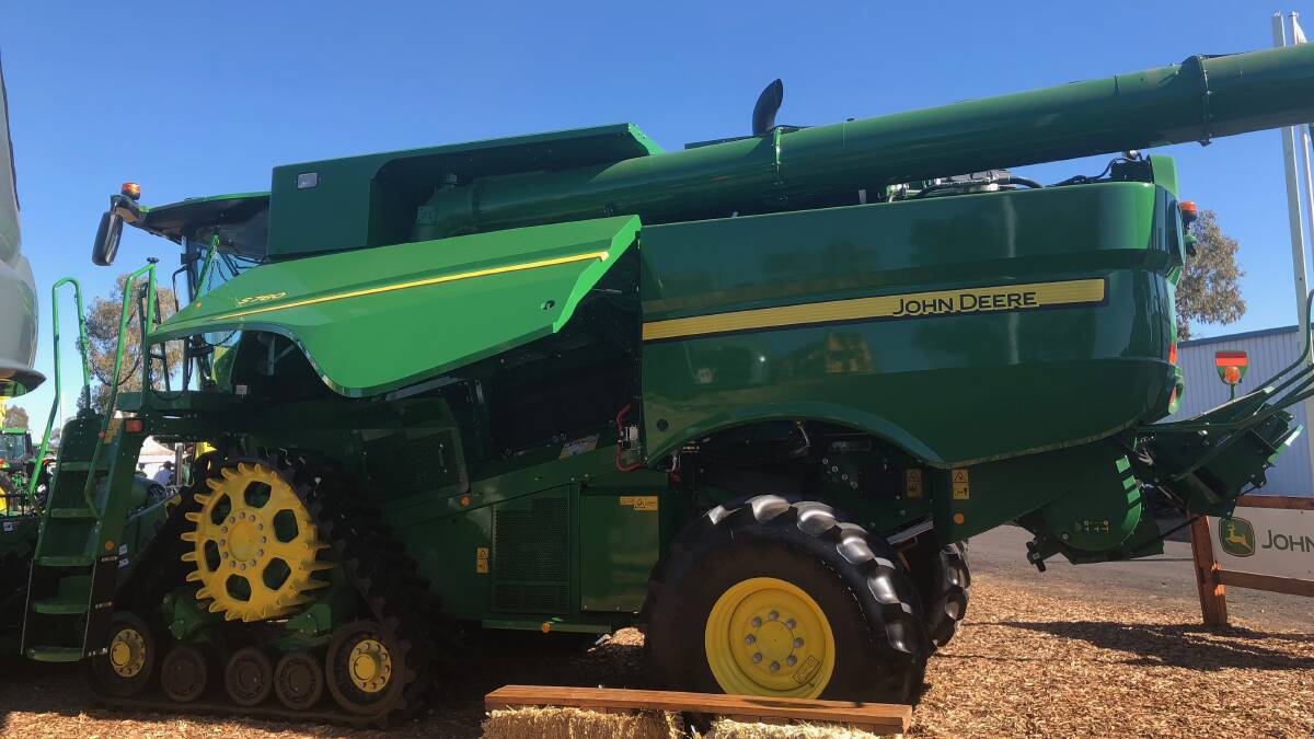 SMARTY TRACKS: The John Deere S780 harvester was on display at the Peel Valley Machinery site at Commonwealth Bank AgQuip.