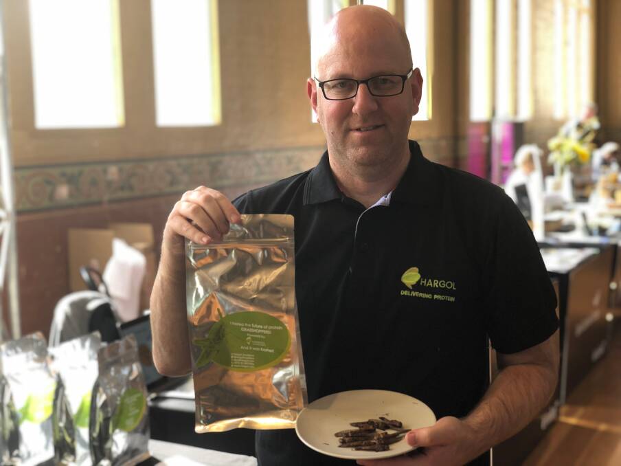 FOOD FOR THOUGHT: Pitching their startup business at the AgriFutures Australia, Evoke Ag conference, held in Melbourne last week, Hargol FoodTech, COO and co-founder, Ben Freidman said his company was dedicated to the development of alternative protein, sourced from edible grasshoppers. 