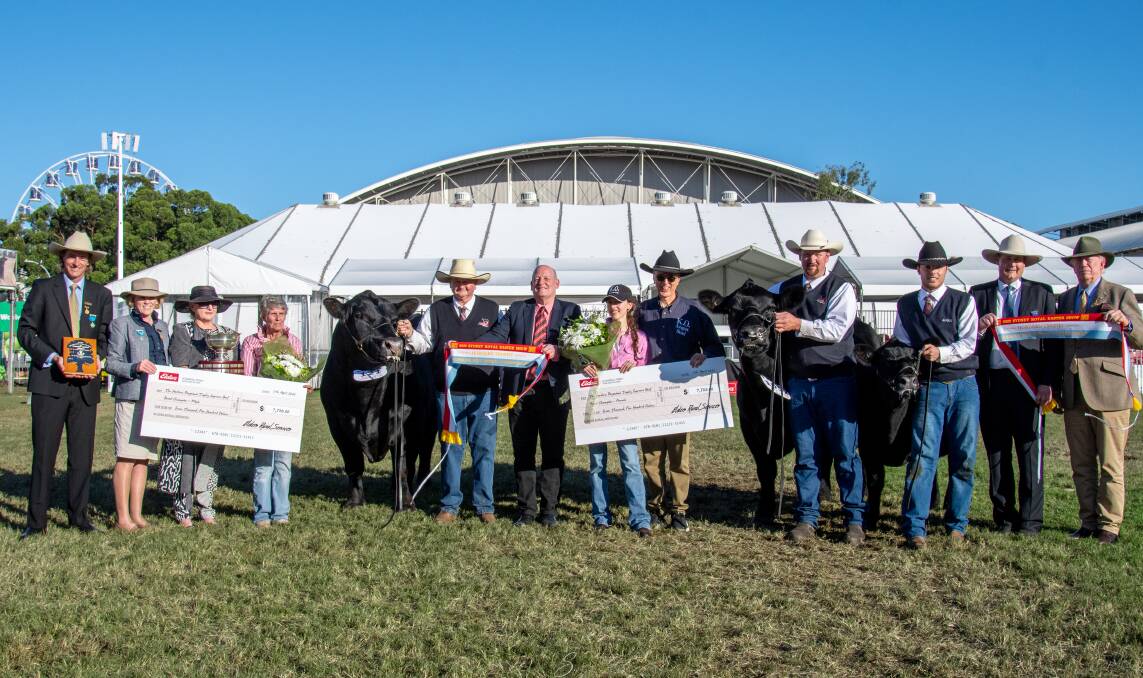 RAS officials, Hordern representatives, Elders representatives and owners of the Angus winning animals. Photos: Branded Ag 