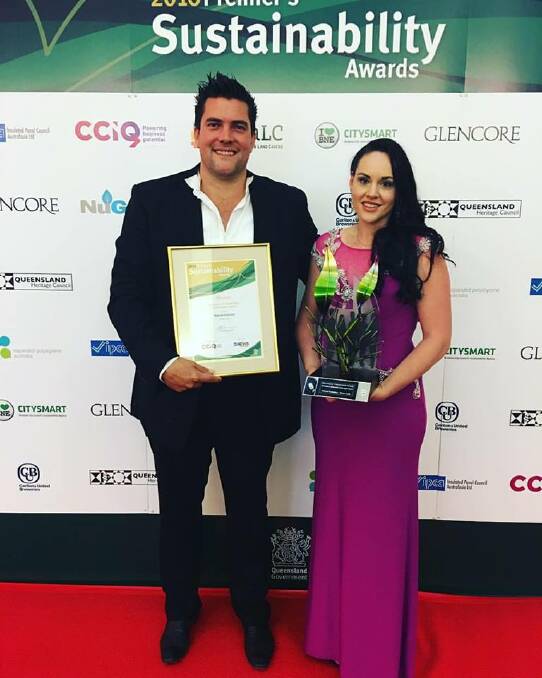 Rob and Krista Watkins, Natural Evolution Foods, celebrate their win at the 2016 Premiers Sustainability Awards this week. Photo Supplied.