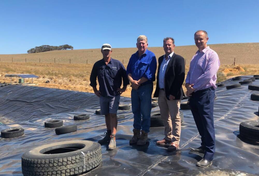 Coorong Water Security Advisory Group's Henry Angas, cattle producer Mark Scobie Minister for Regional Development Tim Whetstone and Coorong District Council chief executive officer Vincent Cammell.