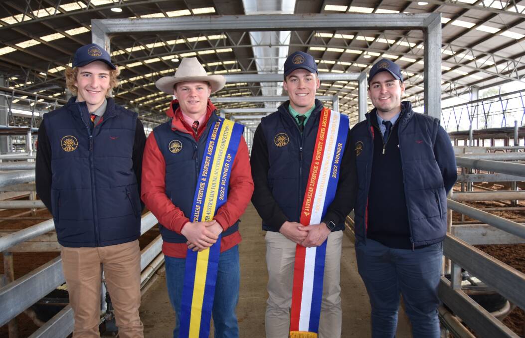 2022 Young Auctioneer competition entrants Green Triangle Livestock & Real Estate's Angus Widdison, Elders Lucindale's Nathan McCarthy, Nutrien Bordertown's Jack Guy and SAL Naracoorte's Josh Pahl.
