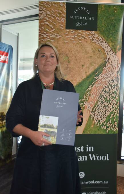 WoolProducers Australia chief executive officer Jo Hall with the updated Trust in Australian Wool brochure. Picture by Catherine Miller
