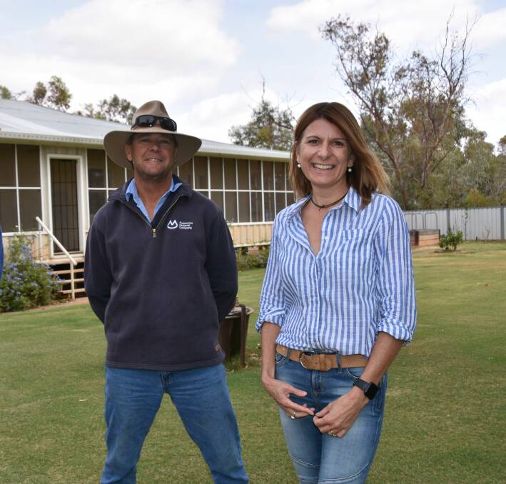 GOOD STAFF: Lilydale Station manager Todd Noakes and his wife Nicci in the homestead garden, which is a green oasis surrounded by dry paddocks.