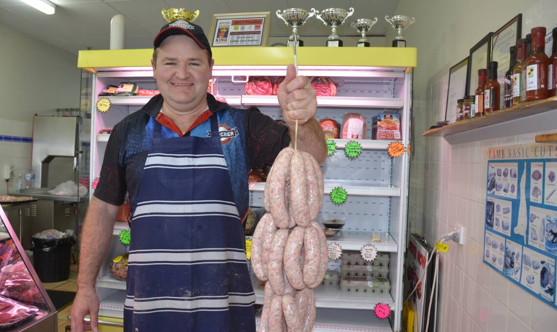 TOP AWARD: Michael Lamond, Collins Court Butcher, Mount Gambier, with his traditional Australian pork sausages that won a national Sausage King title.