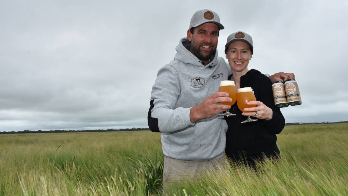 Mark and Kate Wheal, Beachport Brewing Company, have achieved their "paddock to pint" dream of crafting beer that was brewed from their home-grown barley. Picture by Catherine Miller