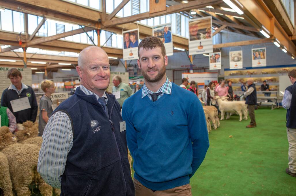 FAMILY KNOWLEDGE: Ian and Brayden Gilmore, Baringa White Suffolk, Border Leicester and Australian White studs, Oberon, NSW, were both meat sheep judges at the Royal Adelaide Show.
