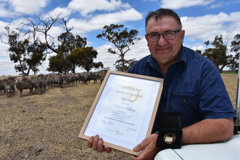 INDUSTRY HONOUR: Richard Halliday, Bordertown, has been recognised for his many years of industry service with an Australian Wool Industry Medal.