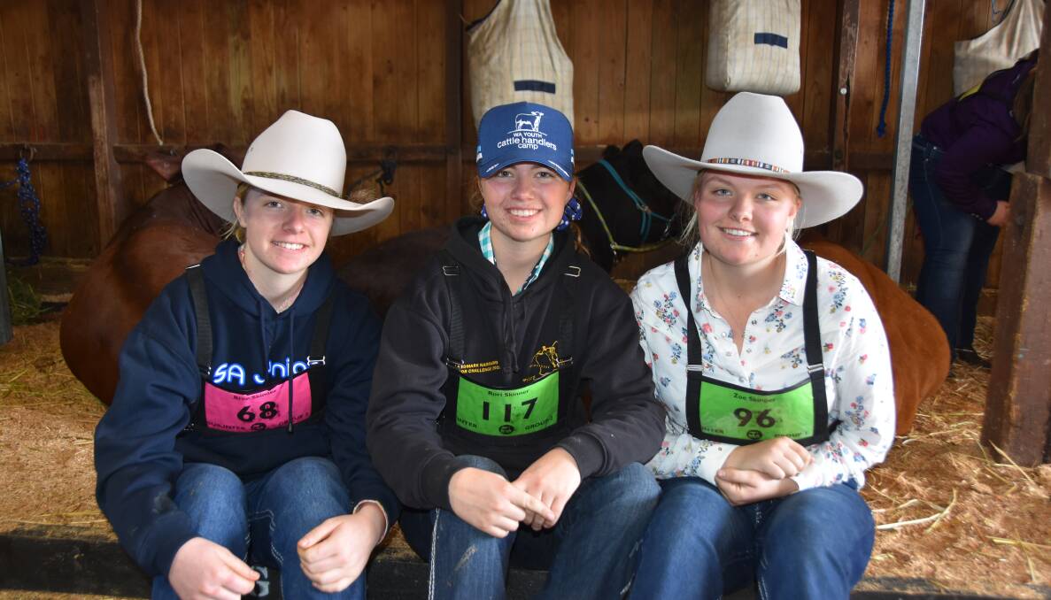 Bree, Rori and Zoe Skinner made the trip from Woogenellup from WA to the SA Junior Heifer Expo at the Adelaide Showgrounds last week.