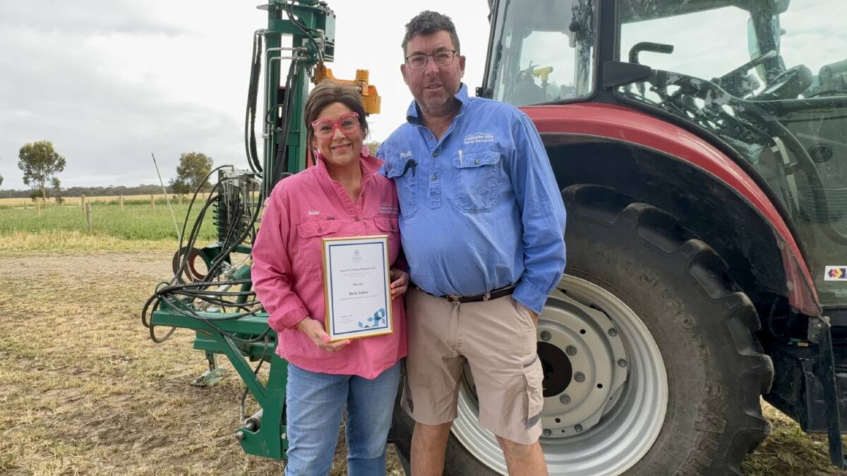 Adelaide Hills and Fleurieu Farm Service owners Belle Baker and Patrick O'Driscoll with the Safework SA award they won for their Tractoring for Women course. Picture suppled