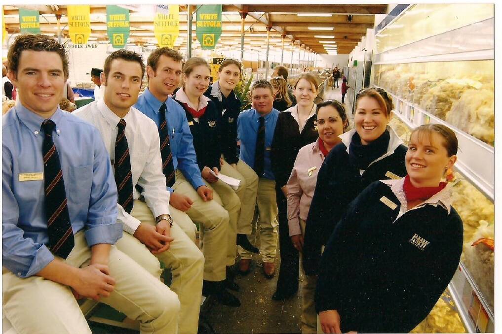 The 2006 Young Rural Ambassador state finalists in the sheep shed.
