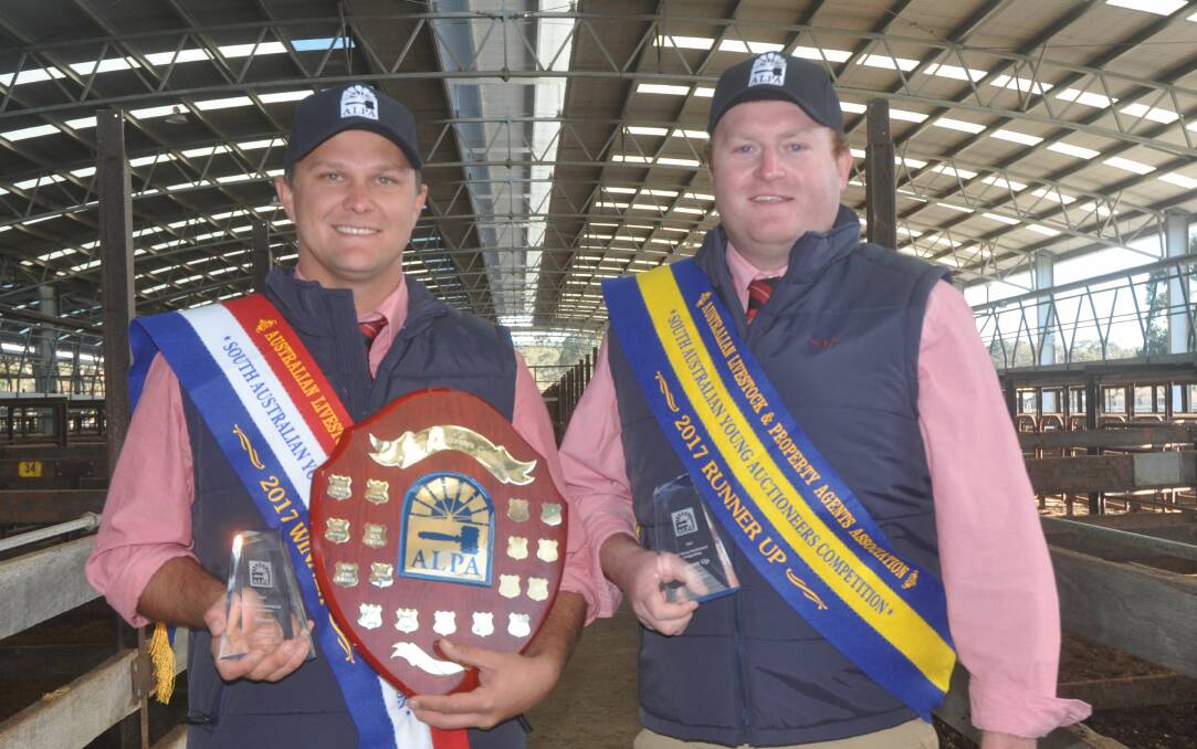PATTER PRESTIGE: Winner of the ALPA SA Young Auctioneers Competition Jack Coleman with runner-up Conor Lamond.