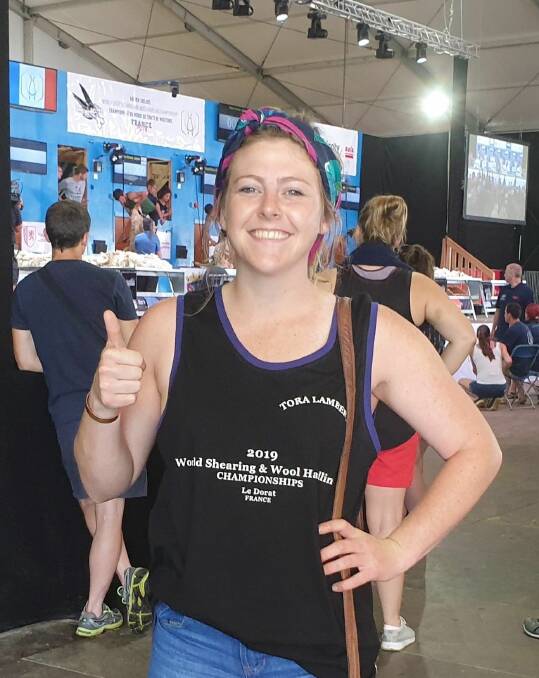 Tora Lambert, Penola, was the only Australian woman to reach the top 12 for the semi-finals in the all-nations women's shearing, finishing eighth . Photo: Kylie Rigby, Sports Shear Australia.