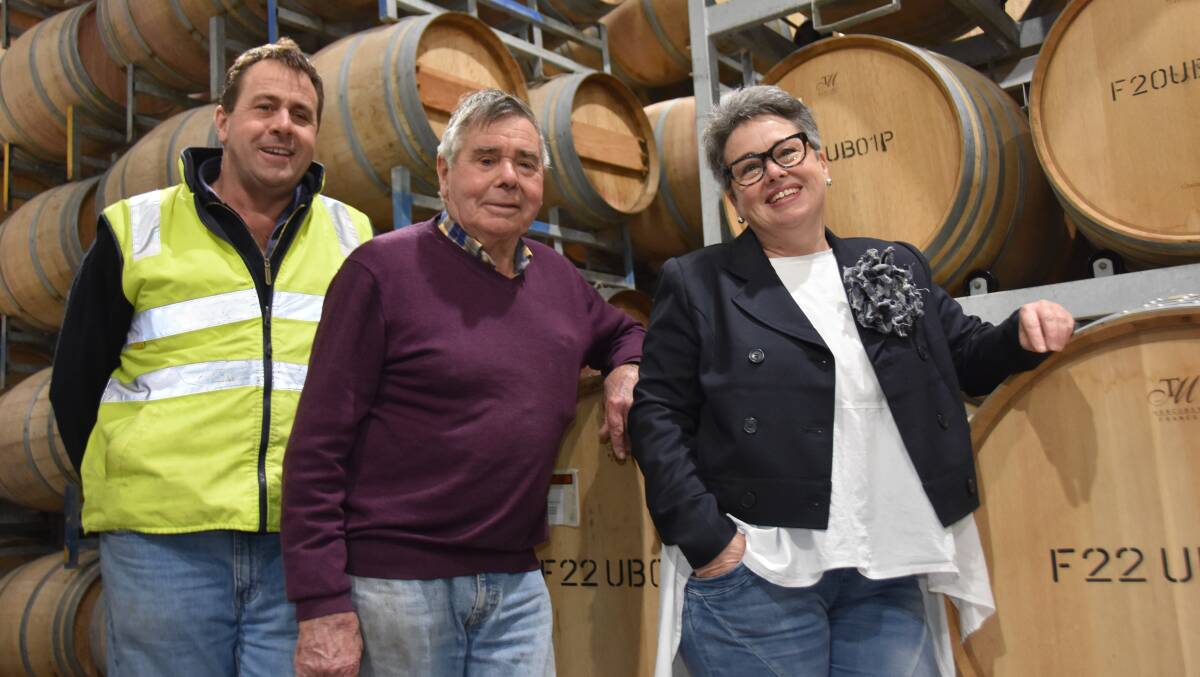 Pete, Doug and Kirsty Balnaves in the family's winery.
