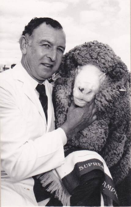MILESTONE MOMENT: David Kellock, Kelvale Poll Merino stud, Farrell Flat, with his Royal Adelaide Show supreme champion in 1986. He is being remembered for his dedication to breeding sheep and kelpies.
