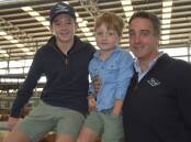Tom Pearce (right) and sons Charlie and Fred, Penola, were pleased with the sale of their steers. Their 20 Hereford-Shorthorn steers, weighing 436kg made $1448.
