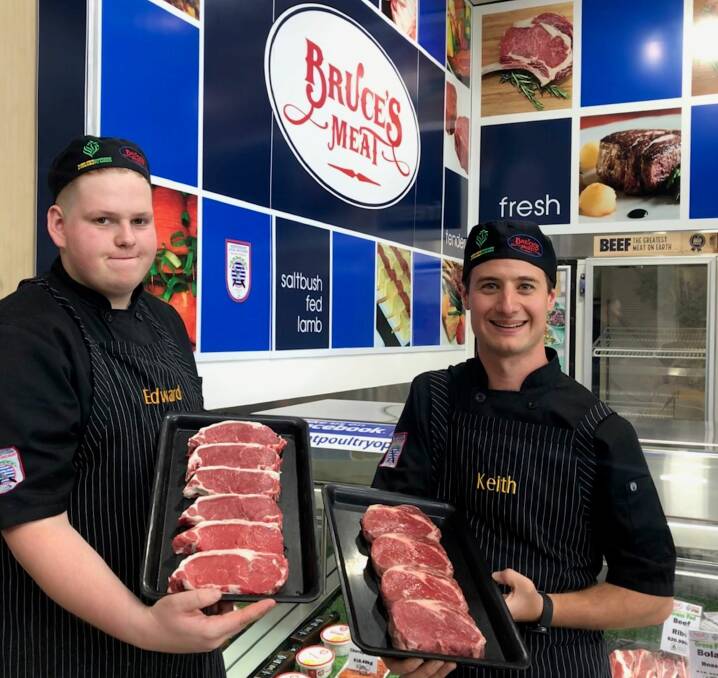 LOCAL LAD: Edward Selby-Fullgrabe (with Keith McLean) from Bruce's Meats, Fairview Park, is representing SA in the Apprentice of the Year at the Sausage King awards.