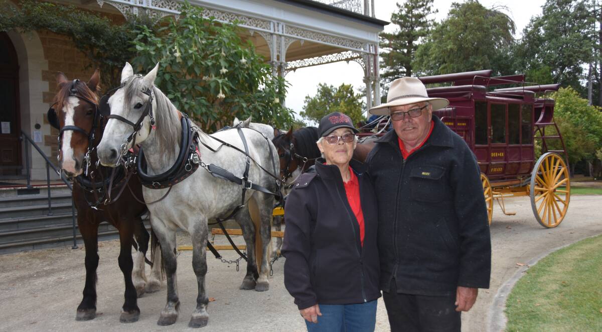 Judy and Rob Fairchild, Rob's Carriages, Mil Lel, at Yallum Park, Penola, after their guests had disembarked. Picture by Catherine Miller