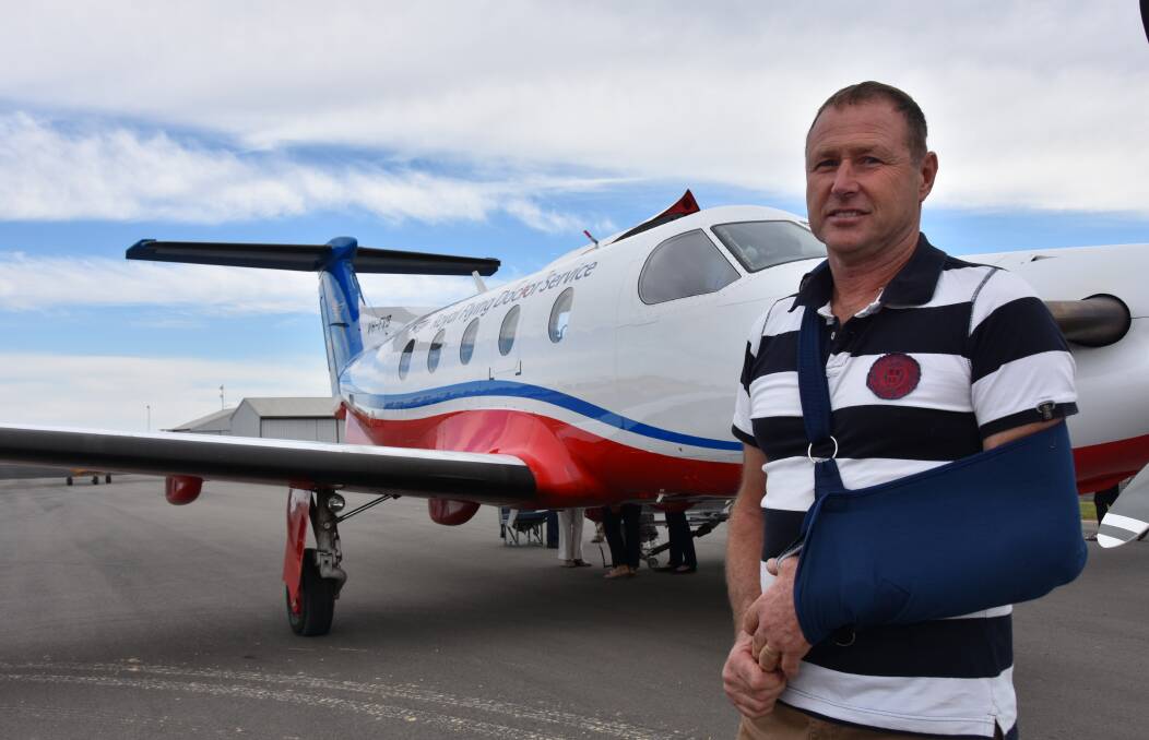 CALL OUT: Padthaway farmer Phil Giles has high praise for the RFDS after being airlifted to Adelaide after an accident in his cattle yards.