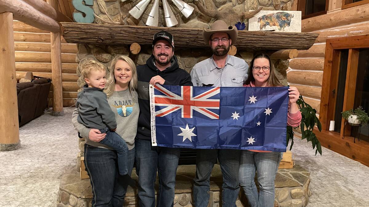 Angus, Emma and Jake Phillips, Naracoorte, with fellow first generation farmers Aaron and Sheyna Strommen, Strommen Ranch, North Dakota. Picture supplied