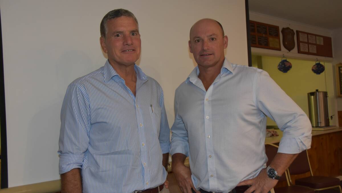 GUEST SPEAKER: Meat & Livestock Australia’s global manager for trade and market access Andrew McCallum (pictured with Livestock SA southern region president Peter Stock) gave an insightful presentation on Australia's red meat access in global markets.