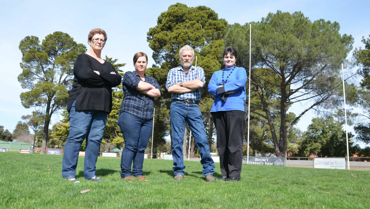 FUTURE FEARS: Tanunda Show secretary Deb Miles and president Paula Menzel, and Angaston Show vice-president Mark Grossman and secretary Chris Linke fear for the future of their country shows if horses are banned from ovals.
