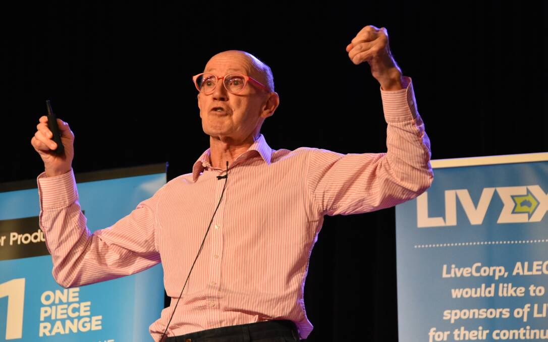 KNOW WHAT'S COMING: Global food trends expert Prof David Hughes, from the United Kingdom, in full flight at the LIVEXchange conference in Townsville yesterday.