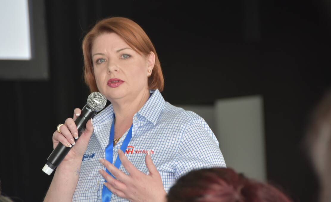 INSPIRING: Emily Coutts, from Oakey Beef Exports in Queensland, speaks about attracting, and retaining, women in the meat industry workforce at the innovative Meat Business Women event in Brisbane.