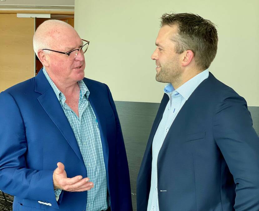 ON BOARD: Brad Teys, CEO and chair of Teys Australia, was recently elected to the AMPC board. He is pictured with new board member James Hardwick.