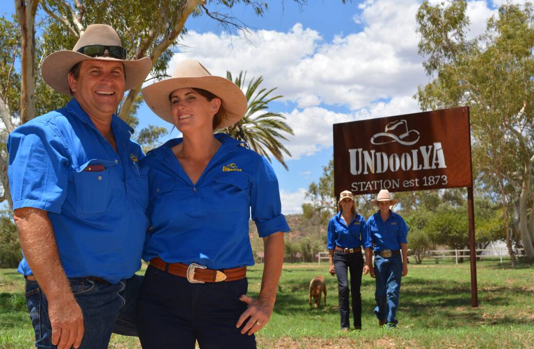 Ben and Nicole Hayes, "Undoolya Station" near Alice Springs, with children Nikita and Jamie.