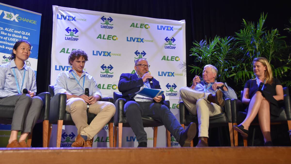 IN-MARKET TALK: MLA Indonesia manager Valeska, LEP's Asia Pacific manager Michael Patching, QLEA's Greg Pankhurst, producer Dan Lynch and CPC's Brooke Barkla at the LIVEXchange conference in Townsville.