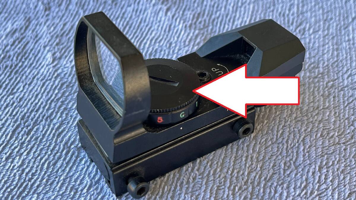 CONSUMER WARNING: The button battery can be easily accessed on most powered gun sights. Picture: Shooters Union Australia.