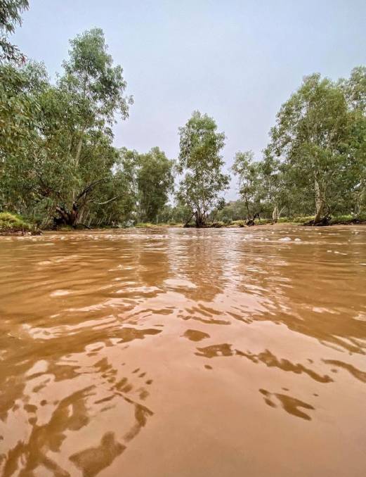Normally dry at this time of year, the Todd River at Alice Springs is flooding again.